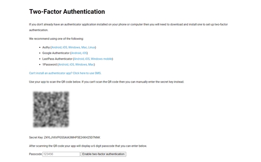 2FA QR code