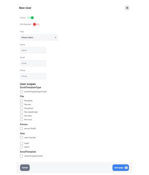 User Managament Modal