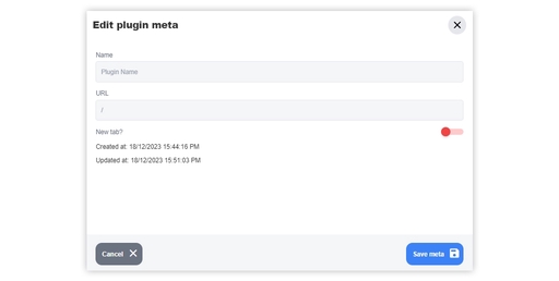 Plugin meta modal