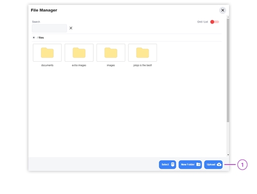 Upload file - file manager